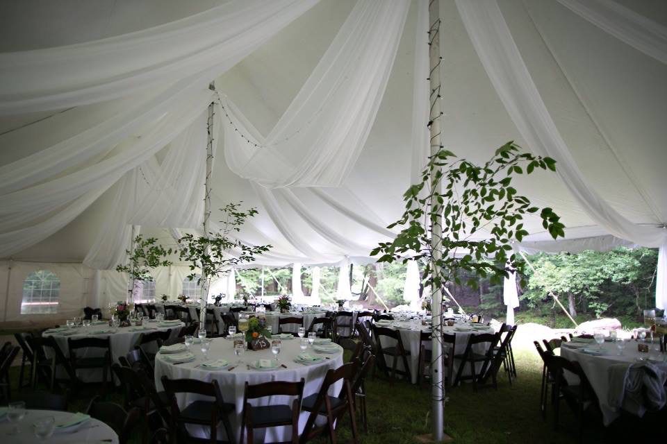 Perspective view of the wedding venue in white design 