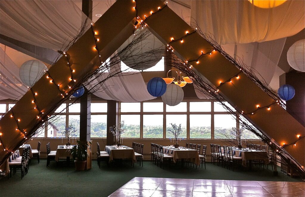 Wedding venue with lights