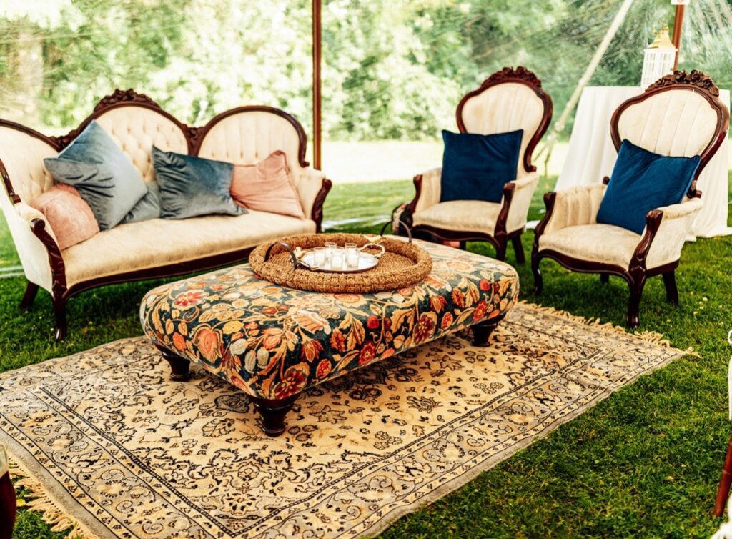 Luxury chairs and couch in the wedding event